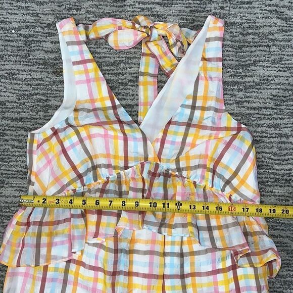 NWT Cinq A Sept Astor Tiered Midi Dress Plaid Sleeveless Ruffle Size 8 - Picture 11 of 16